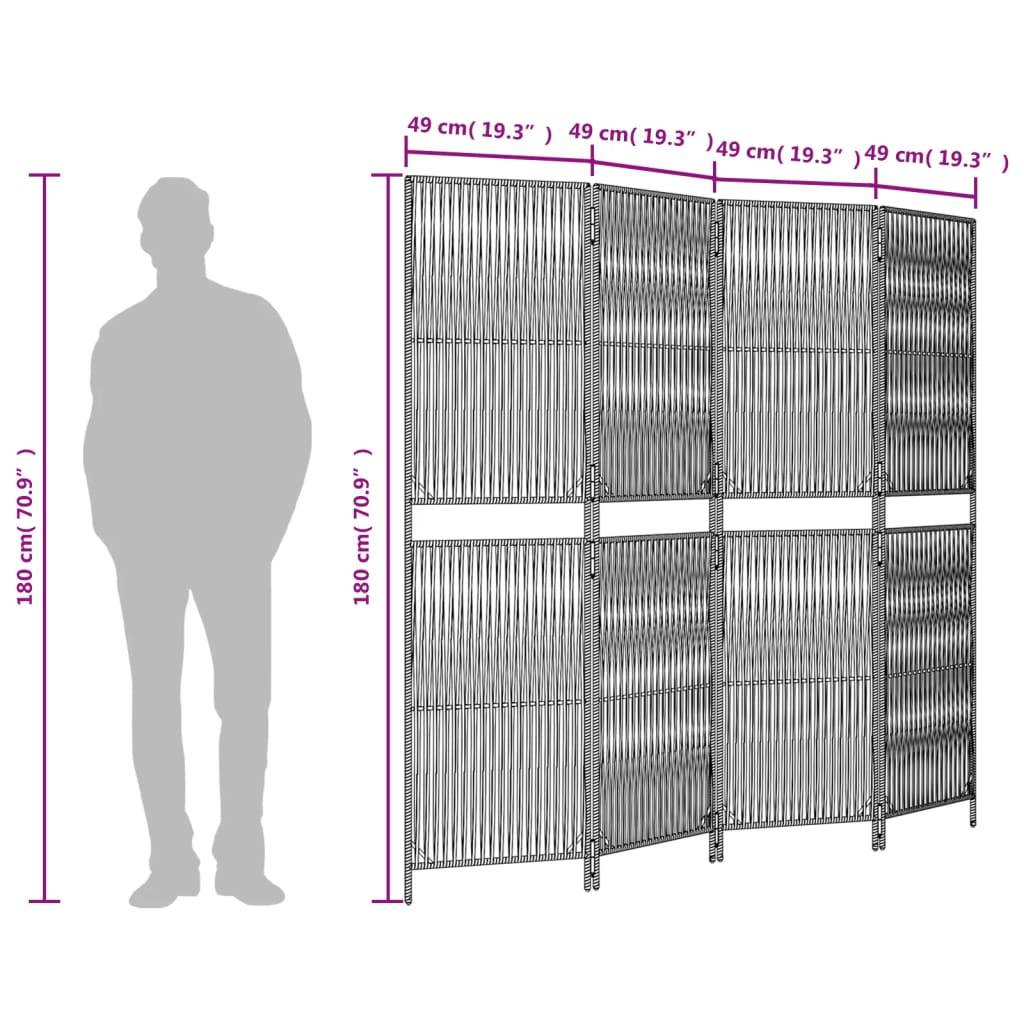 vidaXL Paravent 4-tlg. Braun Poly Rattan
