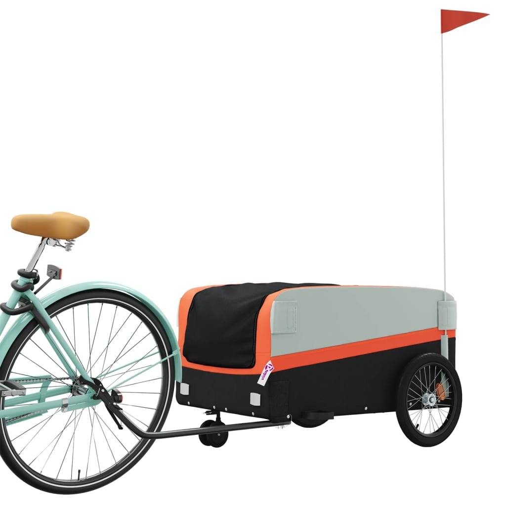 vidaXL Fahrradanhänger Schwarz und Orange 45 kg Eisen