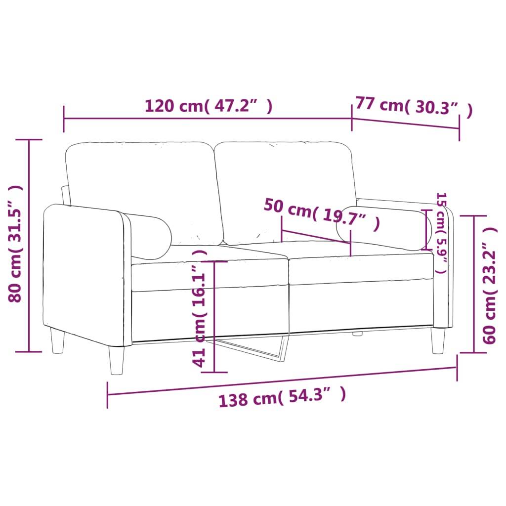 vidaXL 2-Sitzer-Sofa mit Zierkissen Dunkelgrün 120 cm Samt