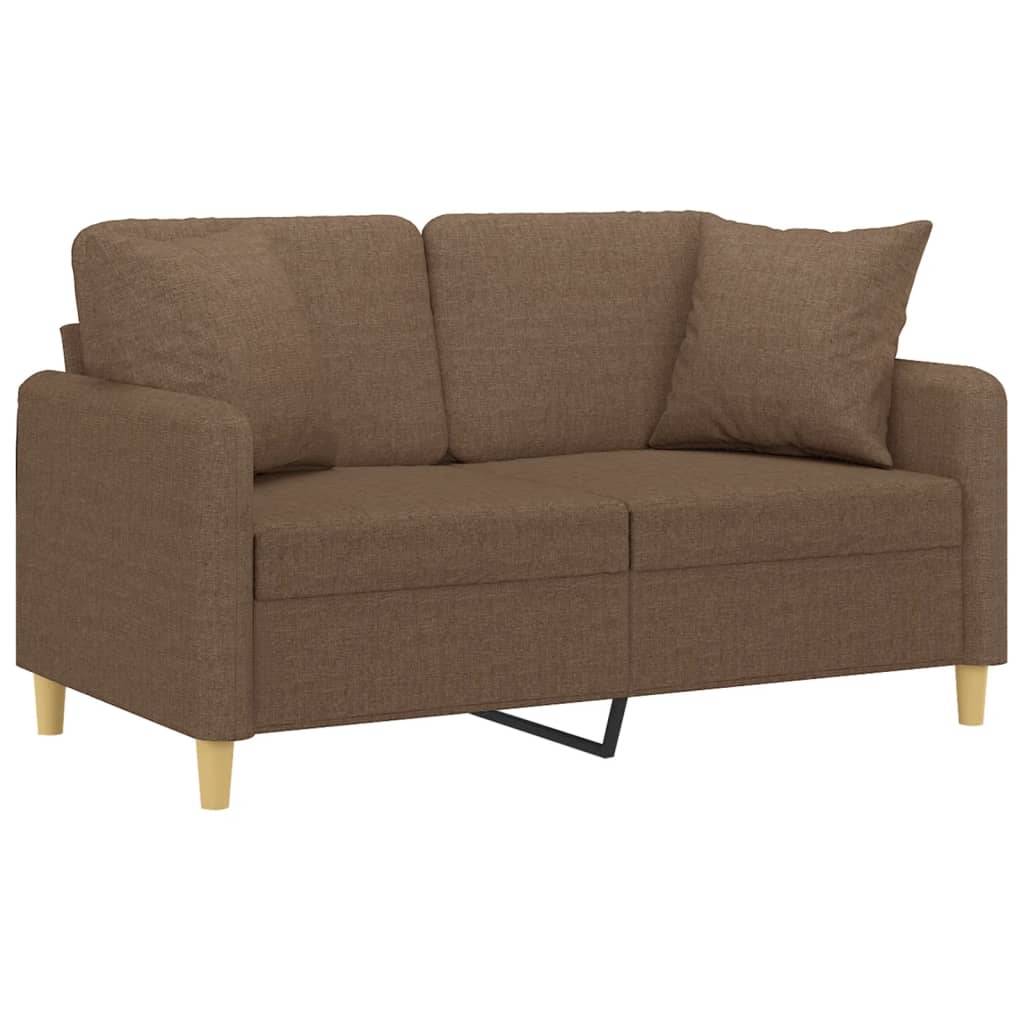 vidaXL 2-Sitzer-Sofa mit Zierkissen Braun 120 cm Stoff