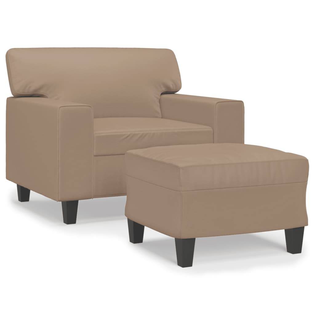 vidaXL Sessel mit Hocker Cappuccino-Braun 60 cm Kunstleder