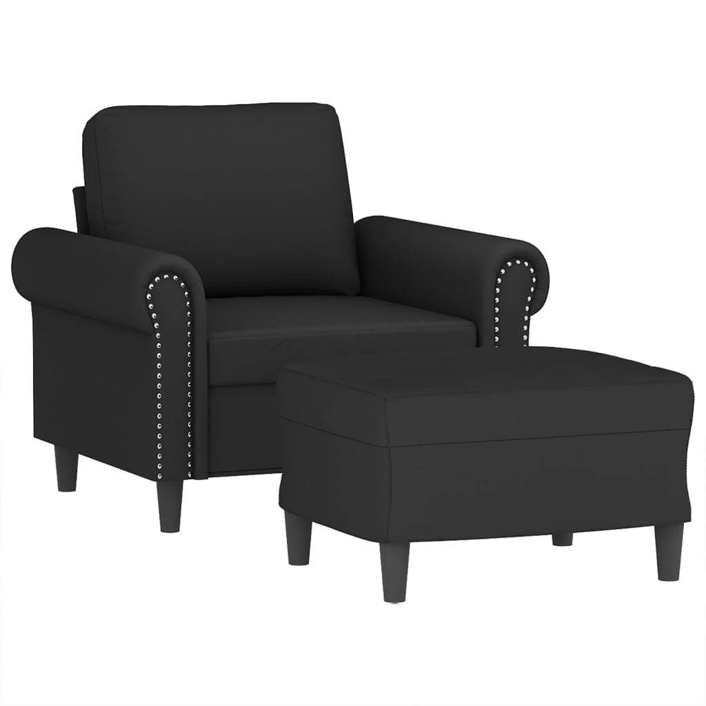 vidaXL Sessel mit Hocker Schwarz 60 cm Samt