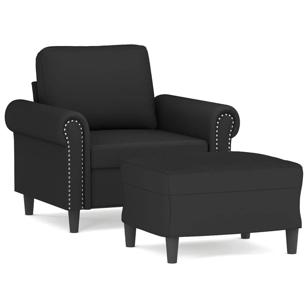 vidaXL Sessel mit Hocker Schwarz 60 cm Samt