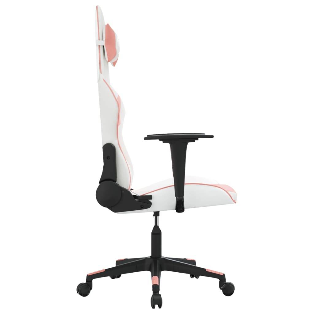 vidaXL Gaming-Stuhl Weiß und Rosa Kunstleder