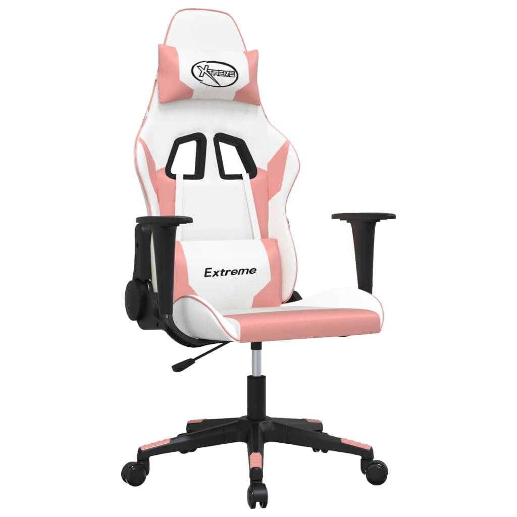 vidaXL Gaming-Stuhl Weiß und Rosa Kunstleder