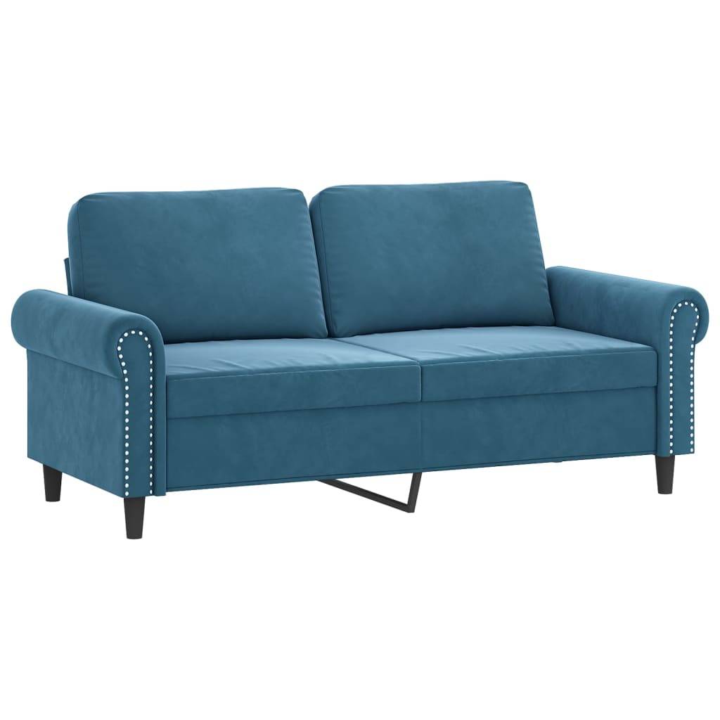 vidaXL 3-tlg. Sofagarnitur mit Kissen Blau Samt
