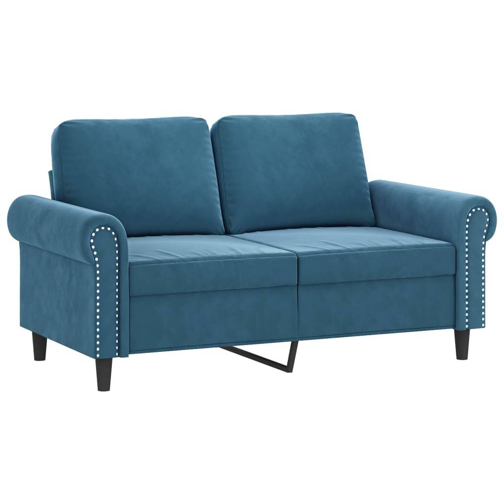 vidaXL 3-tlg. Sofagarnitur mit Kissen Blau Samt