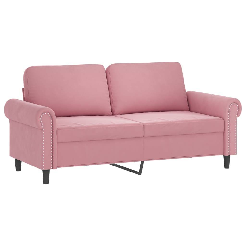 vidaXL 3-tlg. Sofagarnitur mit Kissen Rosa Samt