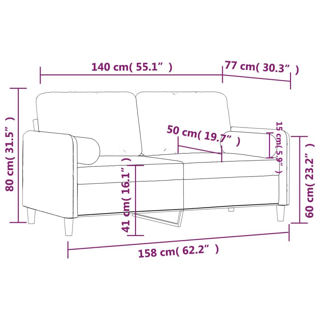 vidaXL 2-Sitzer-Sofa mit Zierkissen Blau 140 cm Samt