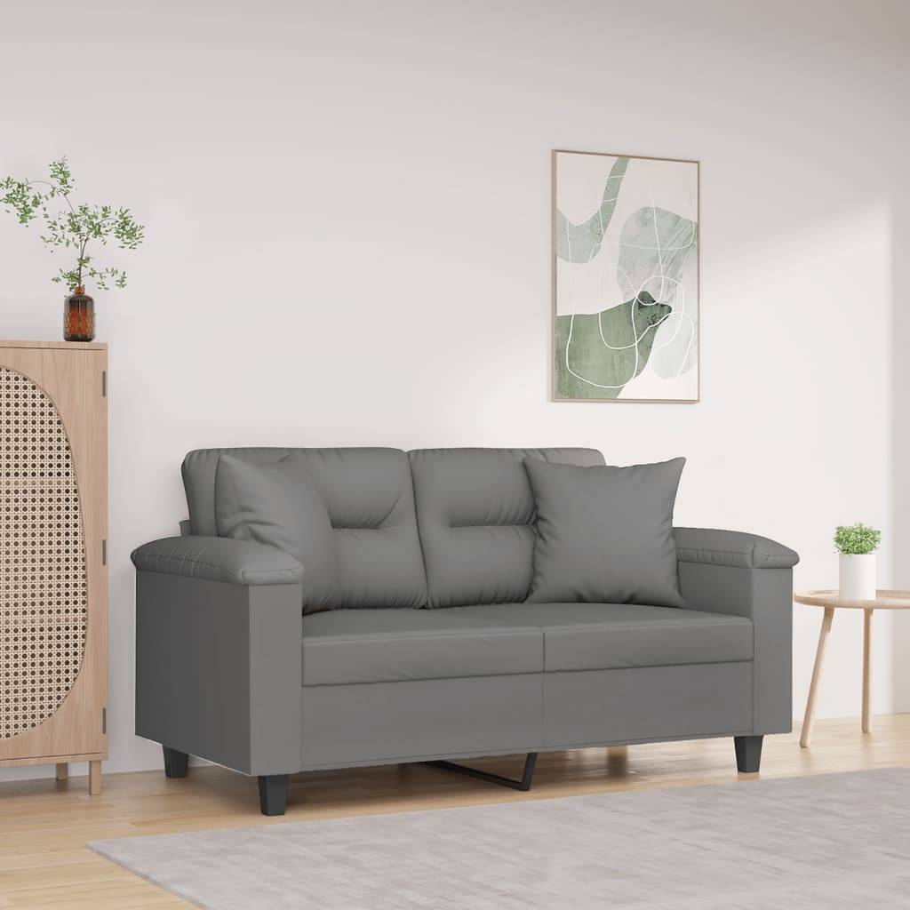 vidaXL 2-Sitzer-Sofa mit Kissen Dunkelgrau 120 cm Mikrofasergewebe