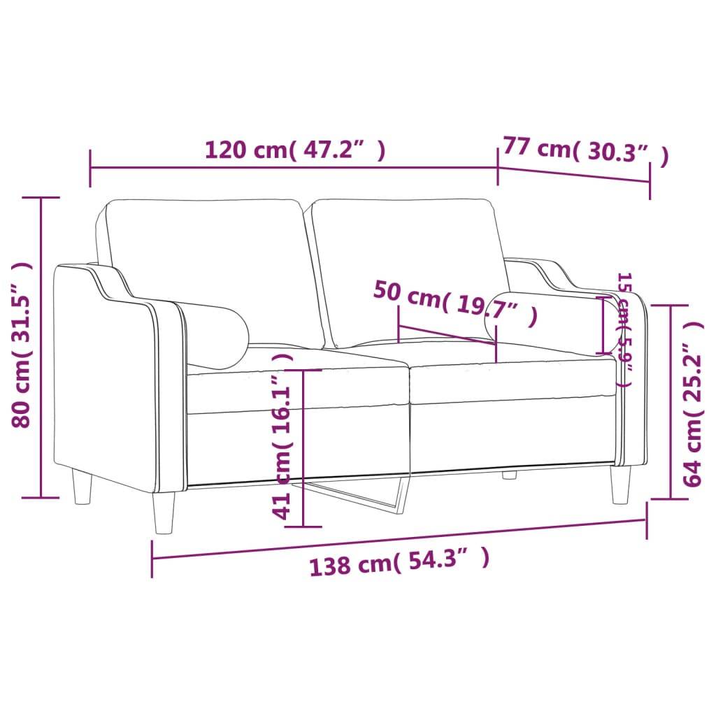 vidaXL 2-Sitzer-Sofa mit Zierkissen Taupe 120 cm Stoff