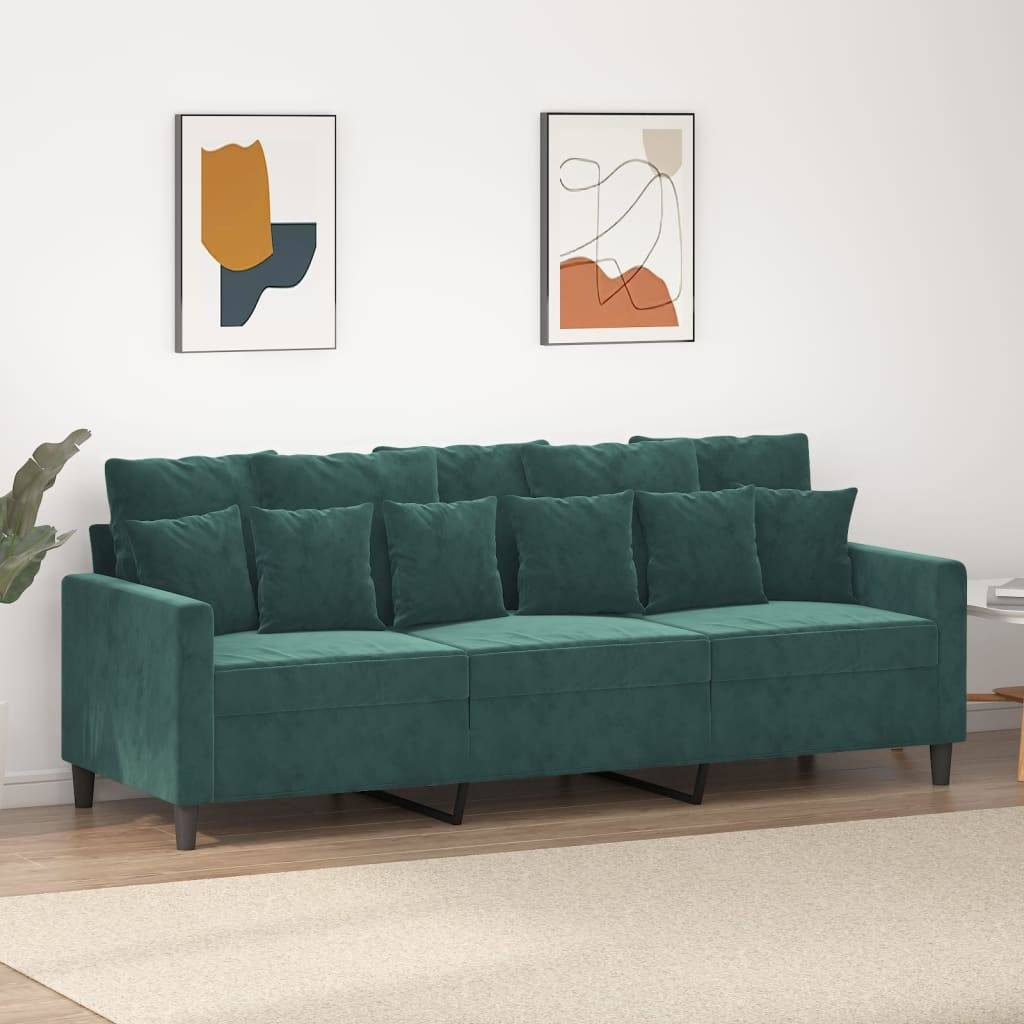 vidaXL 3-Sitzer-Sofa Dunkelgrün 180 cm Samt