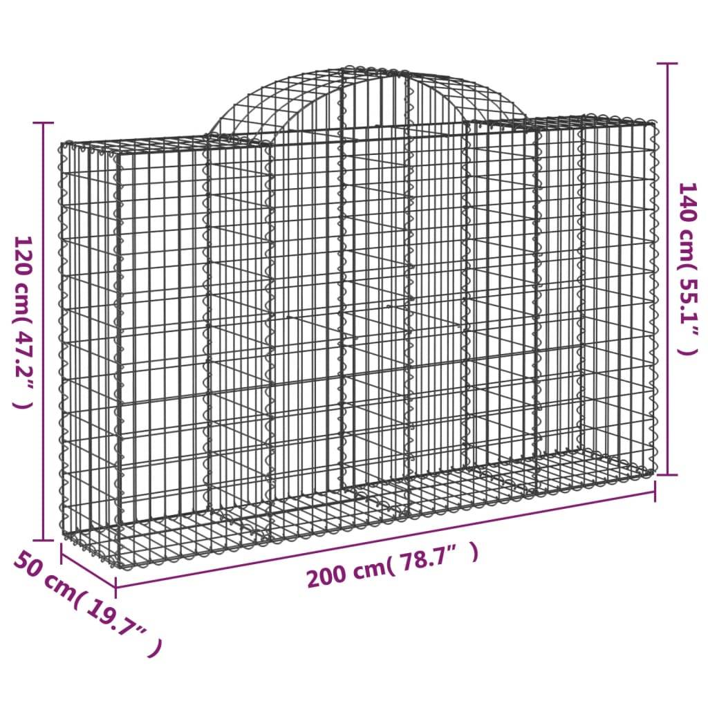 vidaXL Gabionen mit Hochbogen 40Stk. 200x50x120/140cm Verzinktes Eisen