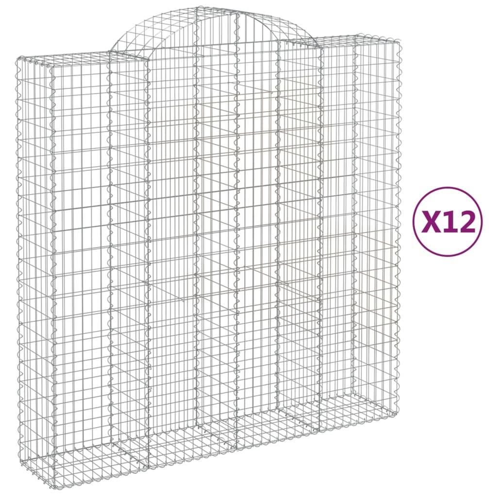 vidaXL Gabionen mit Hochbogen 12Stk. 200x50x200/220cm Verzinktes Eisen