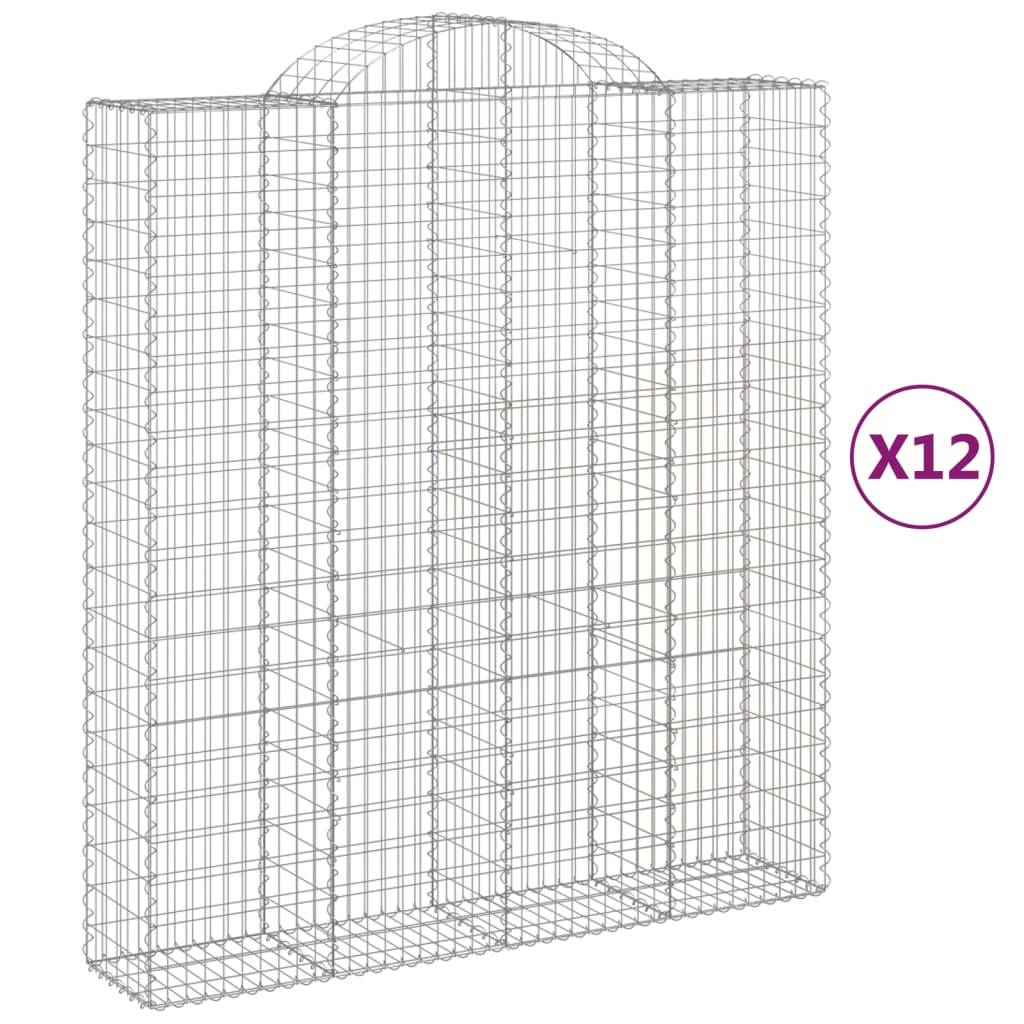 vidaXL Gabionen mit Hochbogen 12Stk. 200x50x220/240cm Verzinktes Eisen