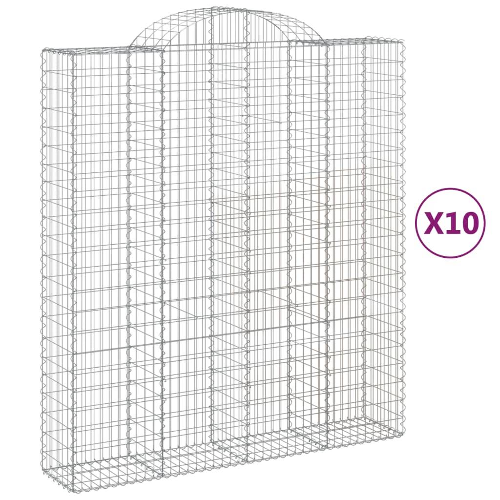vidaXL Gabionen mit Hochbogen 10Stk. 200x50x220/240cm Verzinktes Eisen
