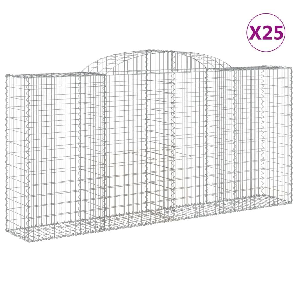 vidaXL Gabionen mit Hochbogen 25 Stk 300x50x140/160cm Verzinktes Eisen