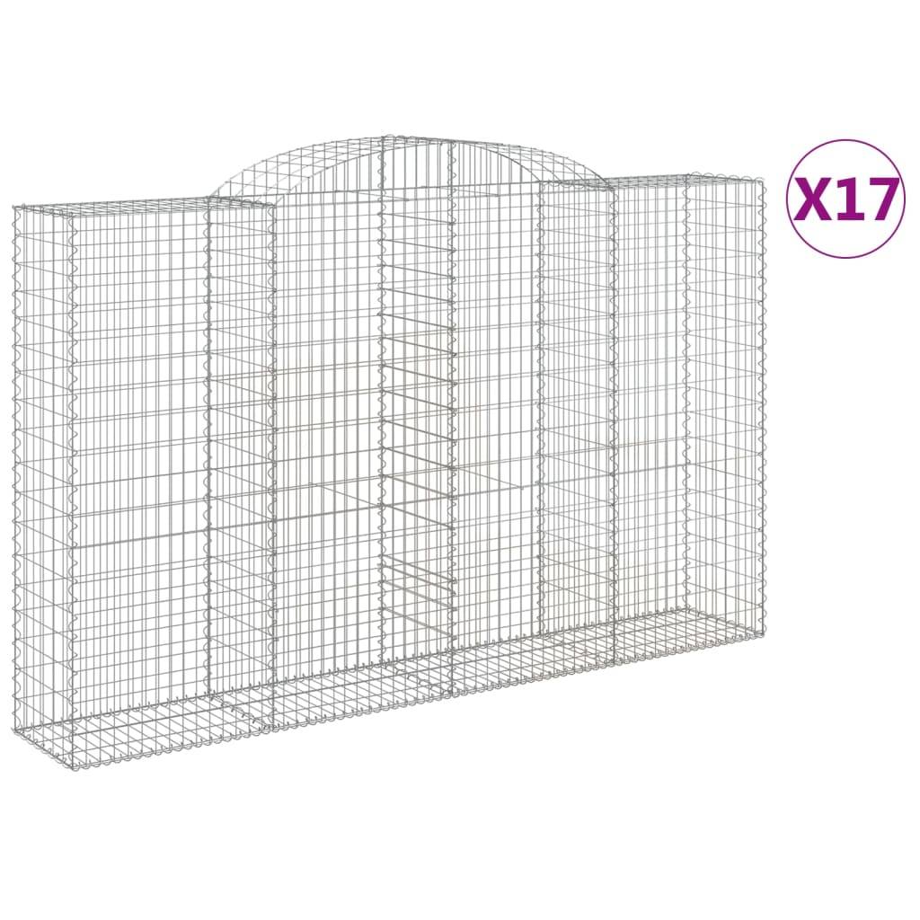 vidaXL Gabionen mit Hochbogen 17 Stk 300x50x180/200cm Verzinktes Eisen
