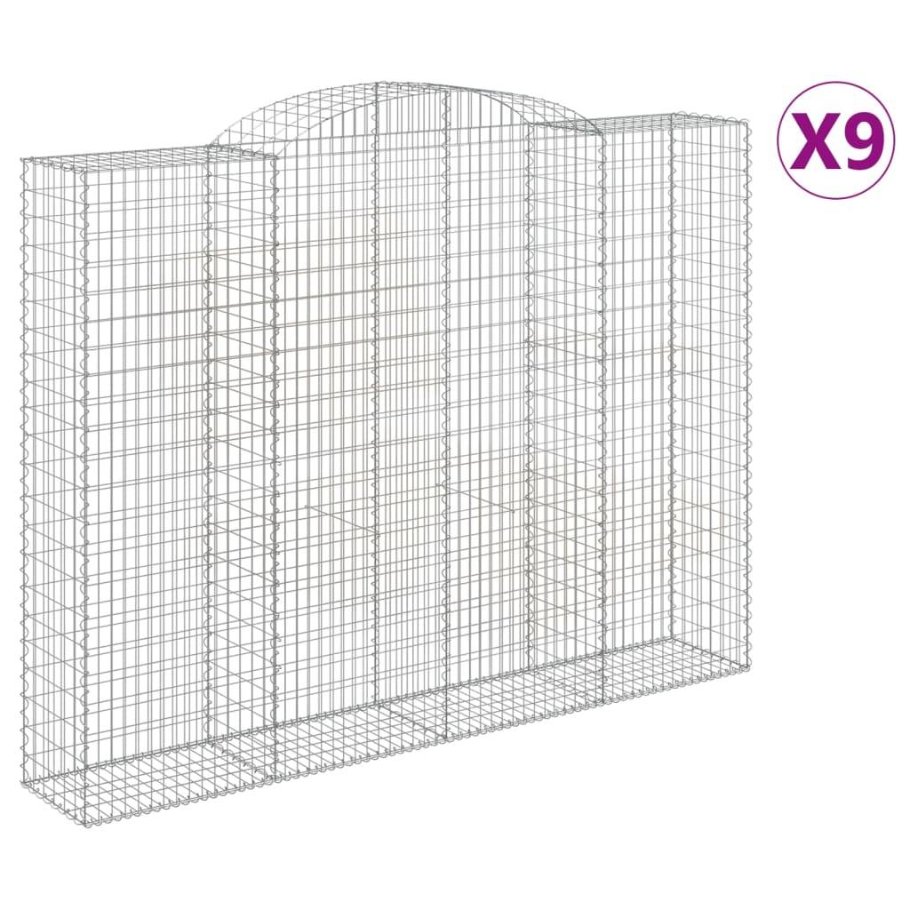 vidaXL Gabionen mit Hochbogen 9 Stk. 300x50x220/240cm Verzinktes Eisen
