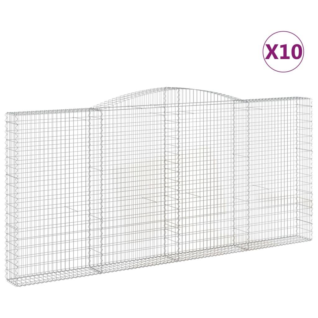 vidaXL Gabionen mit Hochbogen 10Stk. 400x30x180/200cm Verzinktes Eisen