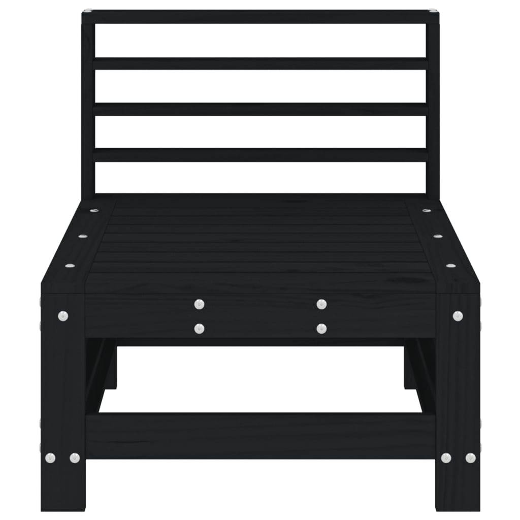 vidaXL Garten-Mittelsofa Schwarz Massivholz Kiefer