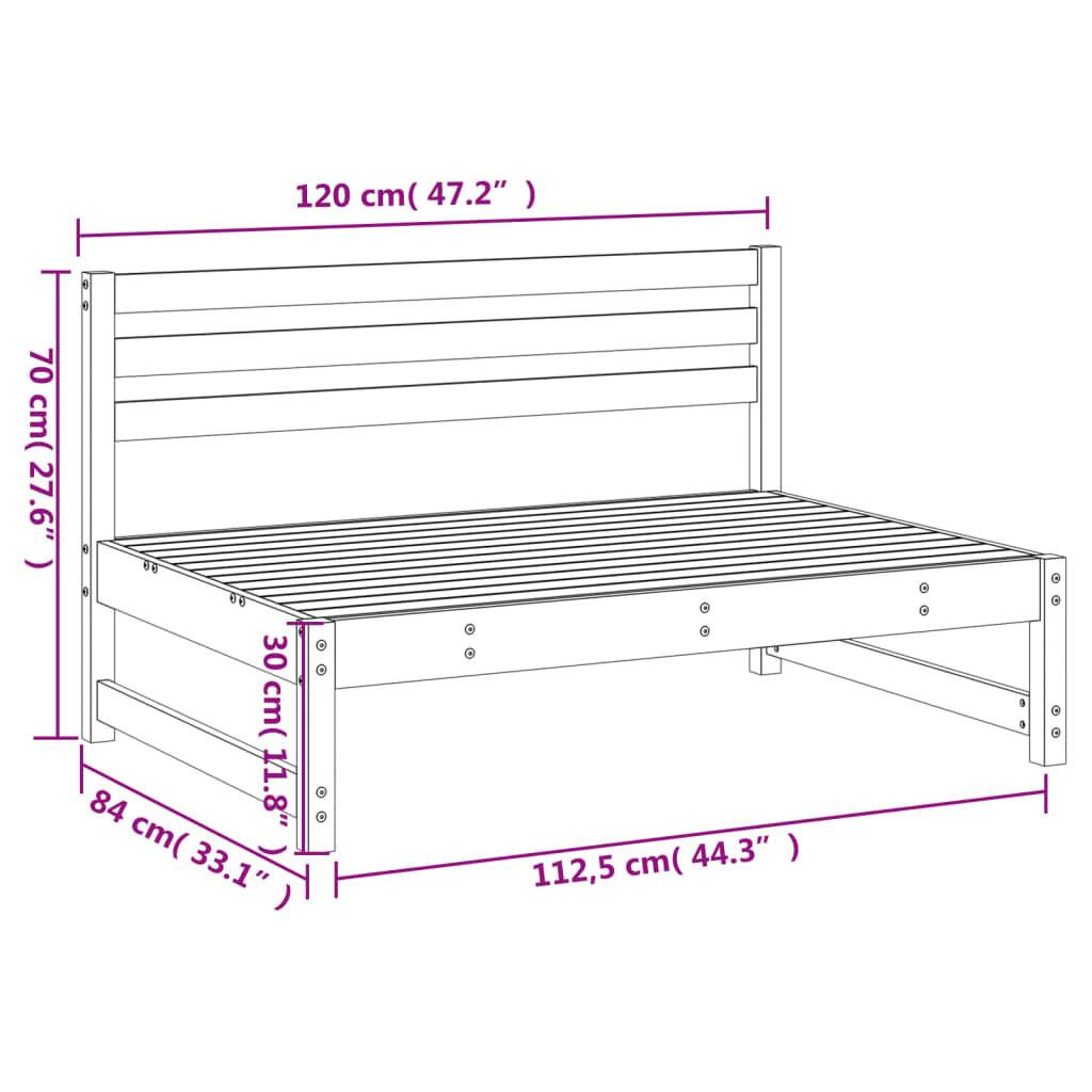vidaXL Garten-Mittelsofa Grau 120x80 cm Massivholz Kiefer