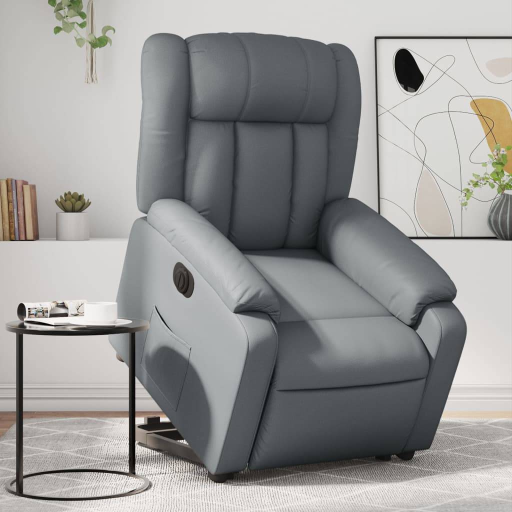 vidaXL Relaxsessel mit Aufstehhilfe Elektrisch Grau Kunstleder
