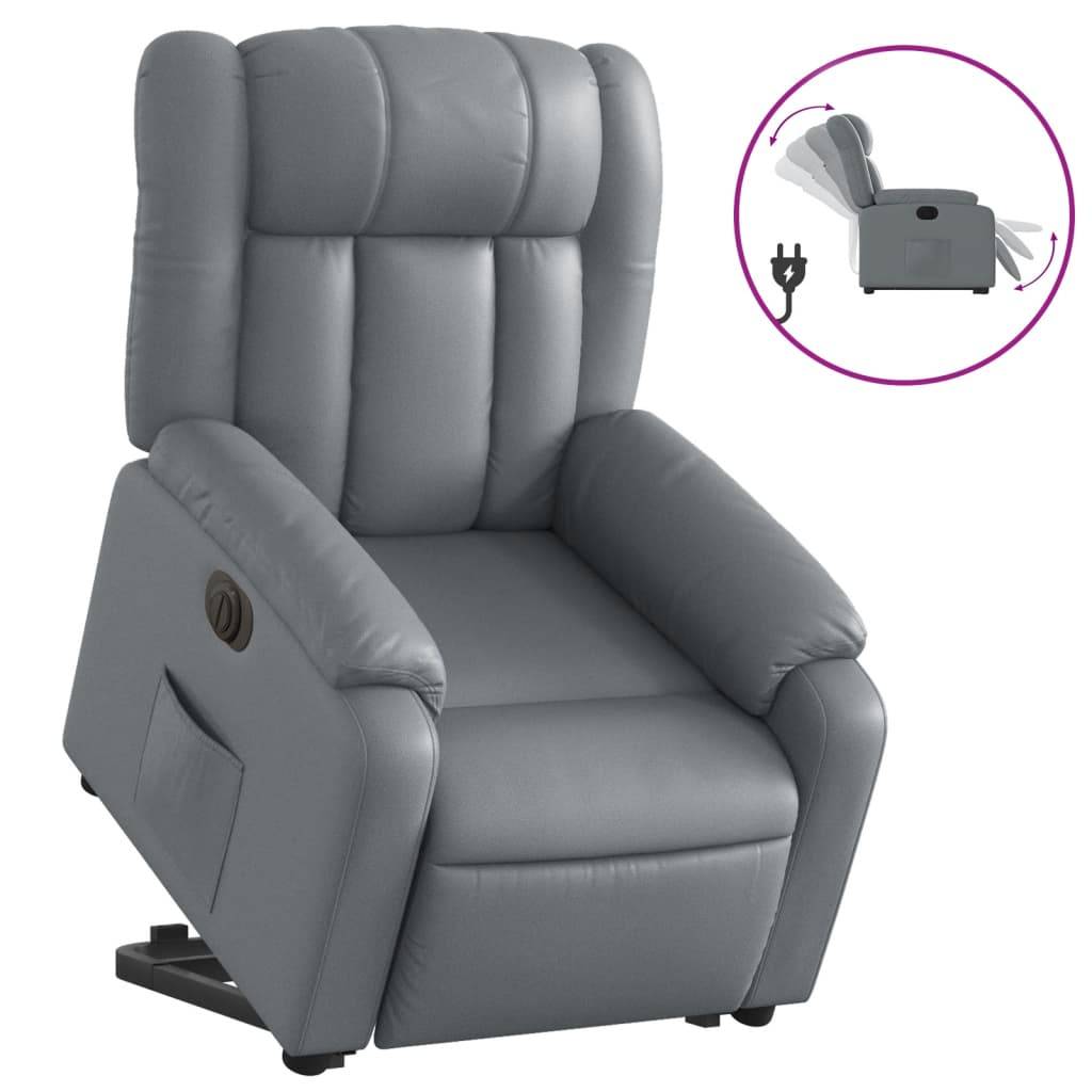 vidaXL Relaxsessel mit Aufstehhilfe Elektrisch Grau Kunstleder