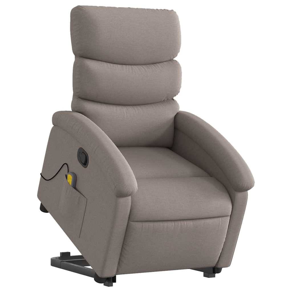 vidaXL Massagesessel mit Aufstehhilfe Taupe Stoff