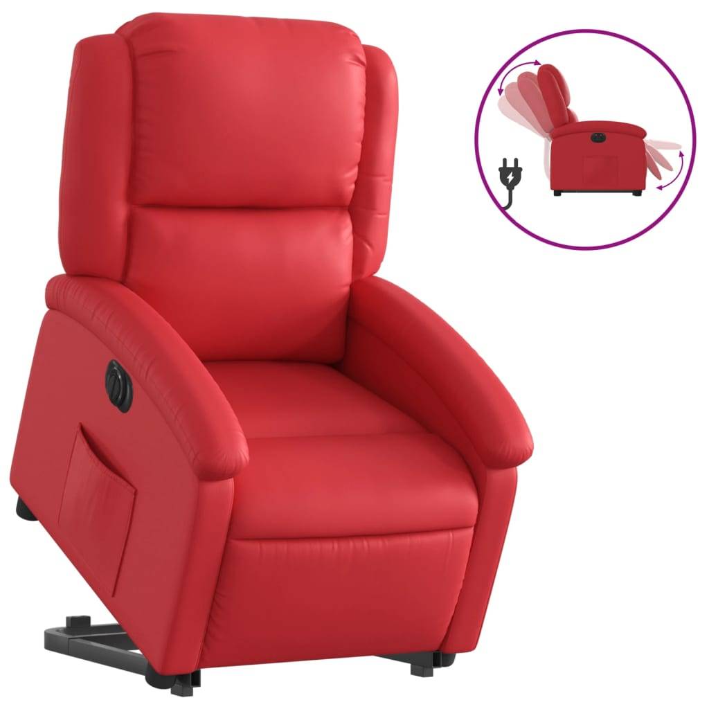 vidaXL Relaxsessel mit Aufstehhilfe Elektrisch Rot Kunstleder