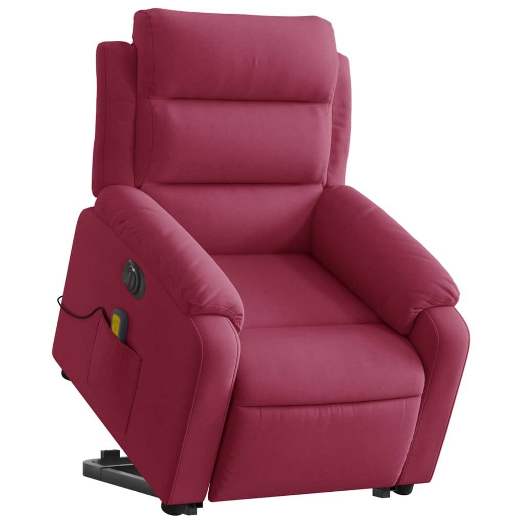 vidaXL Massagesessel mit Aufstehhilfe Elektrisch Weinrot Samt