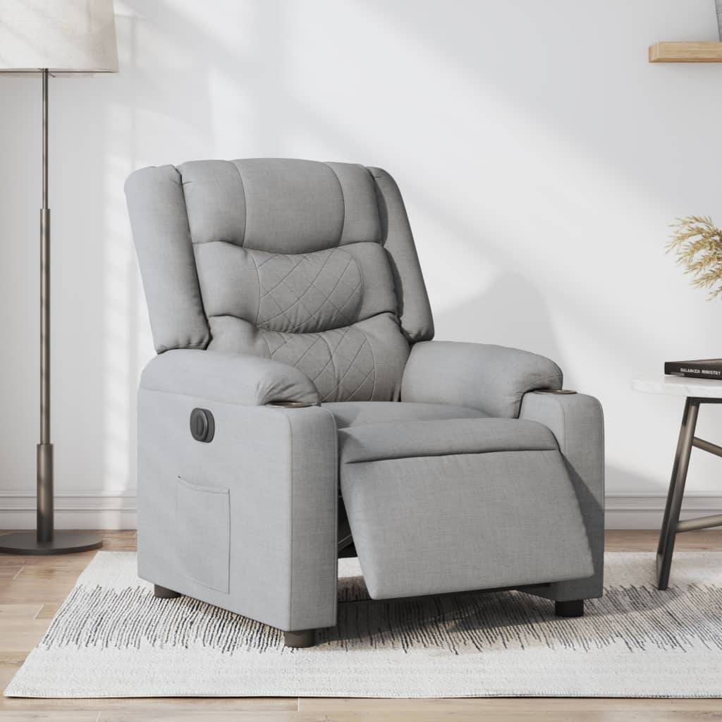 vidaXL Relaxsessel Elektrisch Hellgrau Stoff