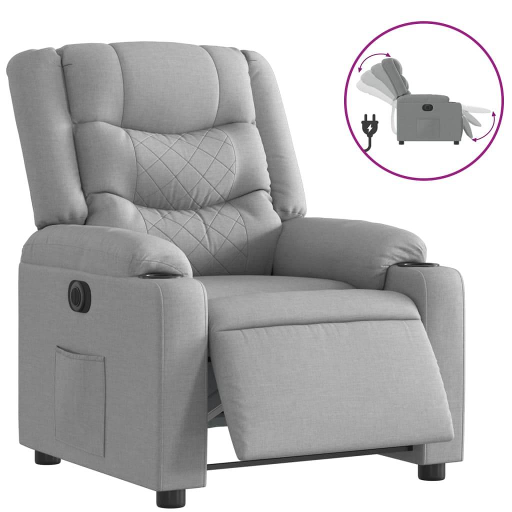 vidaXL Relaxsessel Elektrisch Hellgrau Stoff