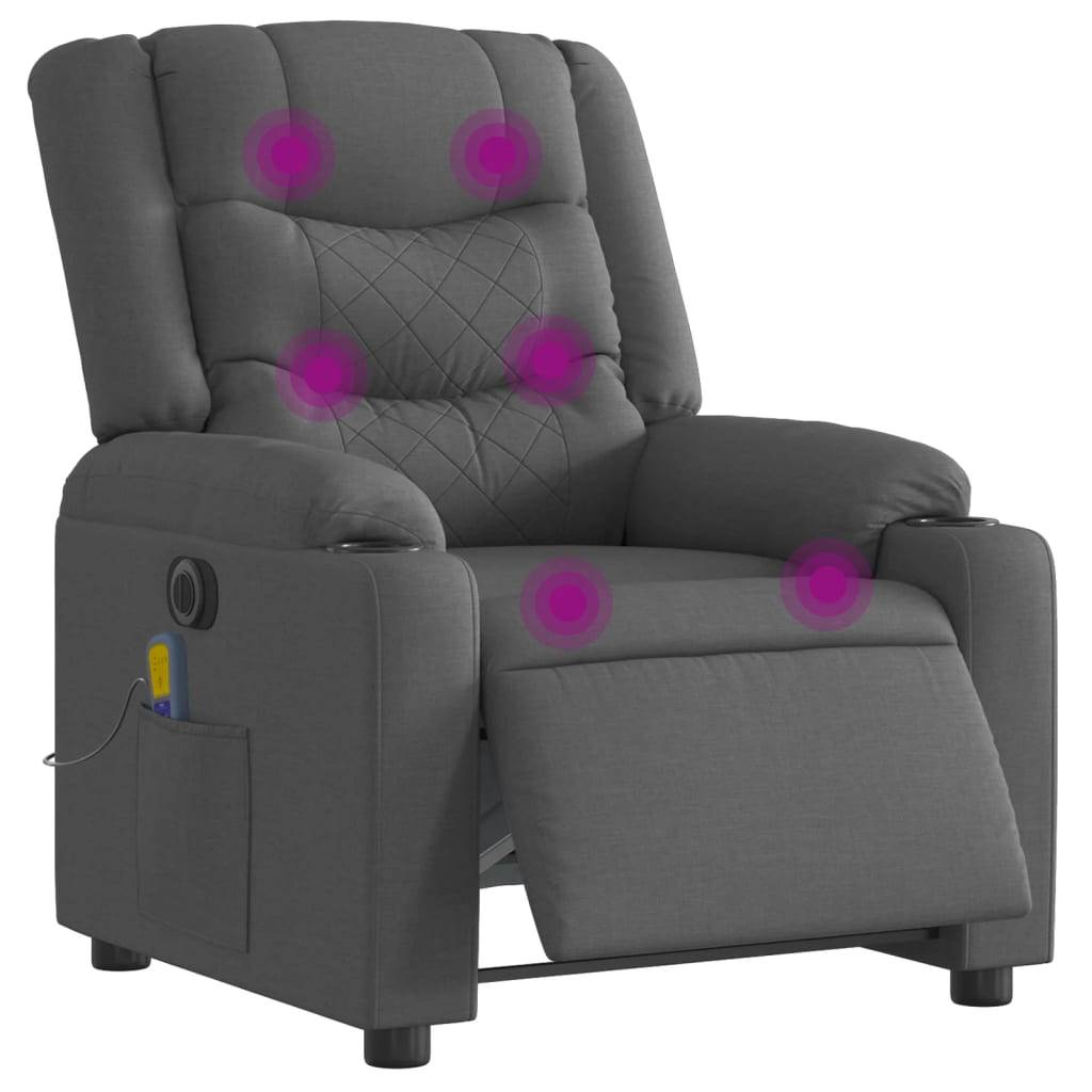 vidaXL Massagesessel Elektrisch Dunkelgrau Stoff