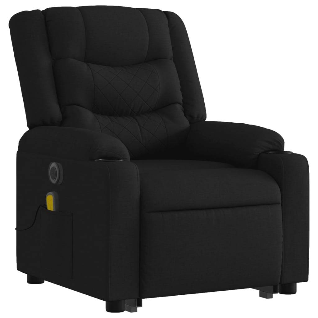 vidaXL Elektrischer Massagesessel mit Aufstehhilfe Schwarz Stoff