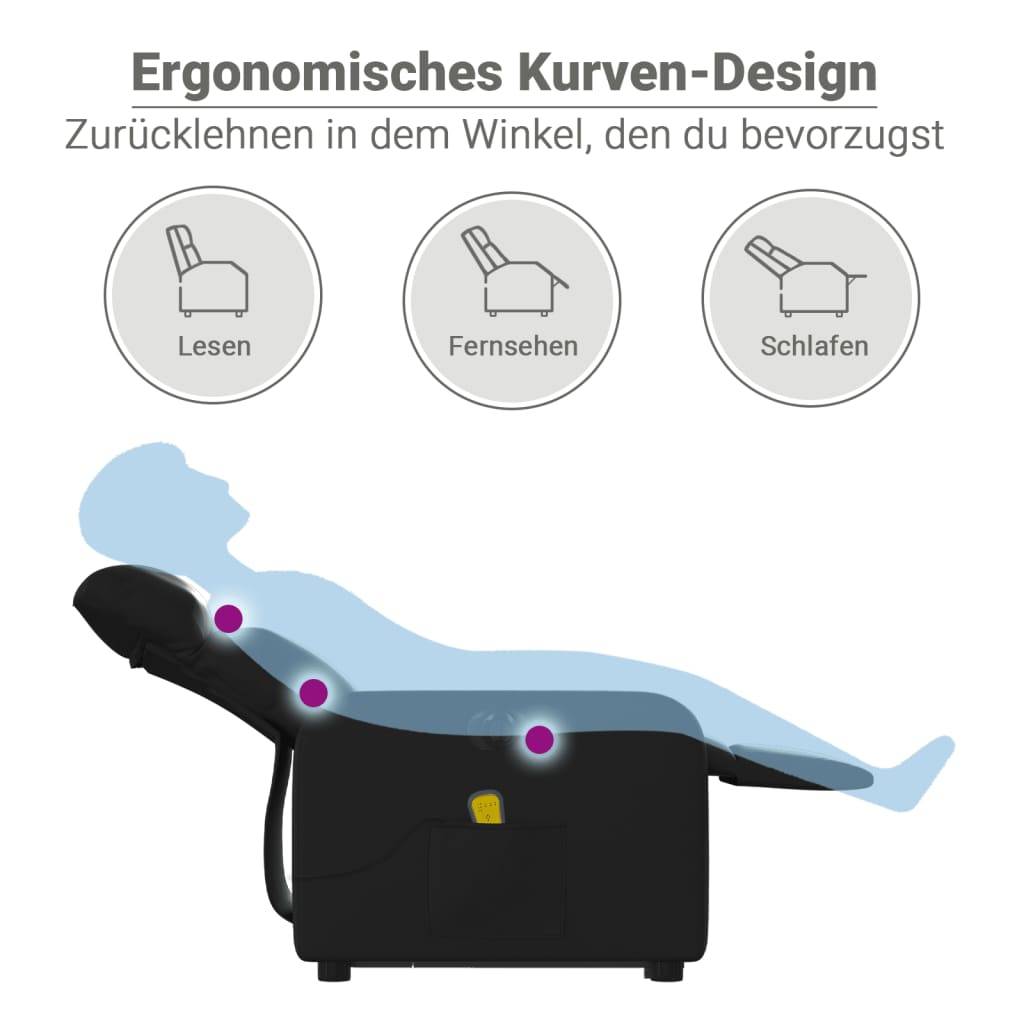 vidaXL Massagesessel mit Aufstehhilfe Elektrisch Schwarz Kunstleder