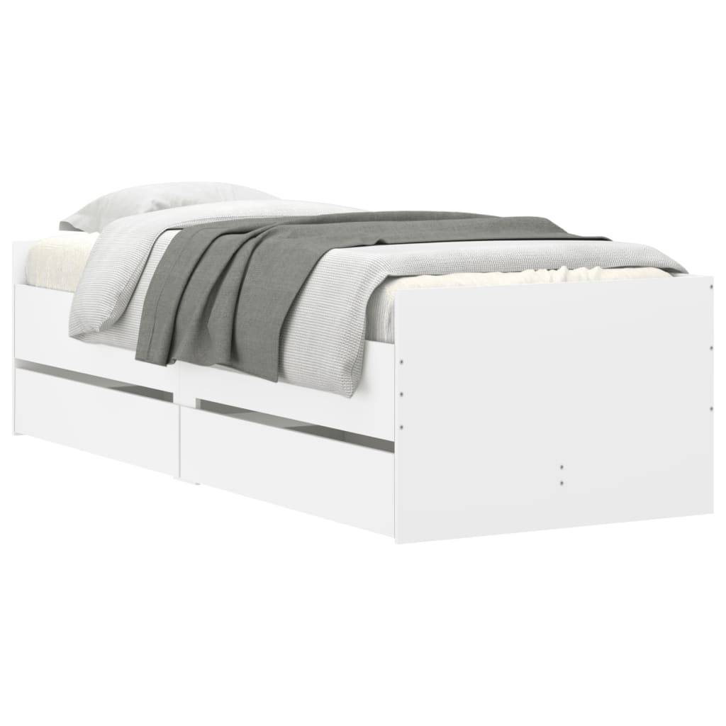vidaXL Bett mit Schubladen Weiß 75x190 cm