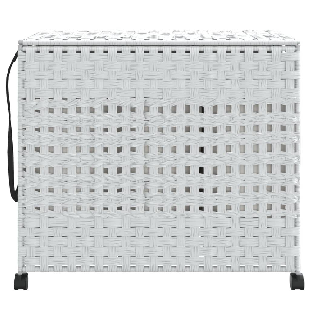 vidaXL Wäschekorb mit Rollen Weiß 66x35x60 cm Rattan