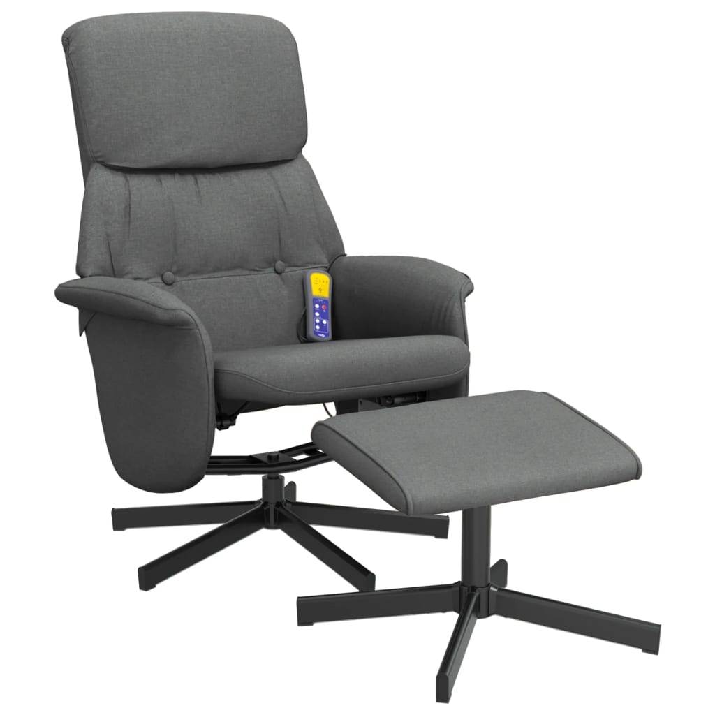 vidaXL Massagesessel mit Fußhocker Dunkelgrau Stoff