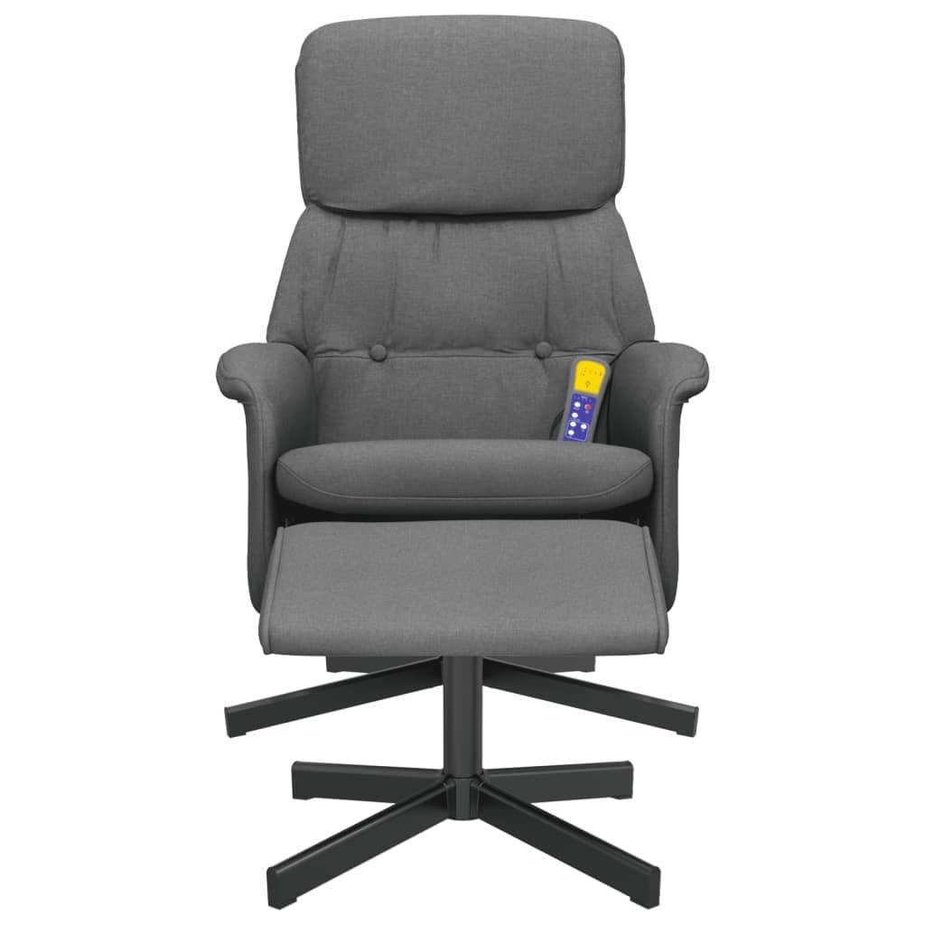 vidaXL Massagesessel mit Fußhocker Dunkelgrau Stoff