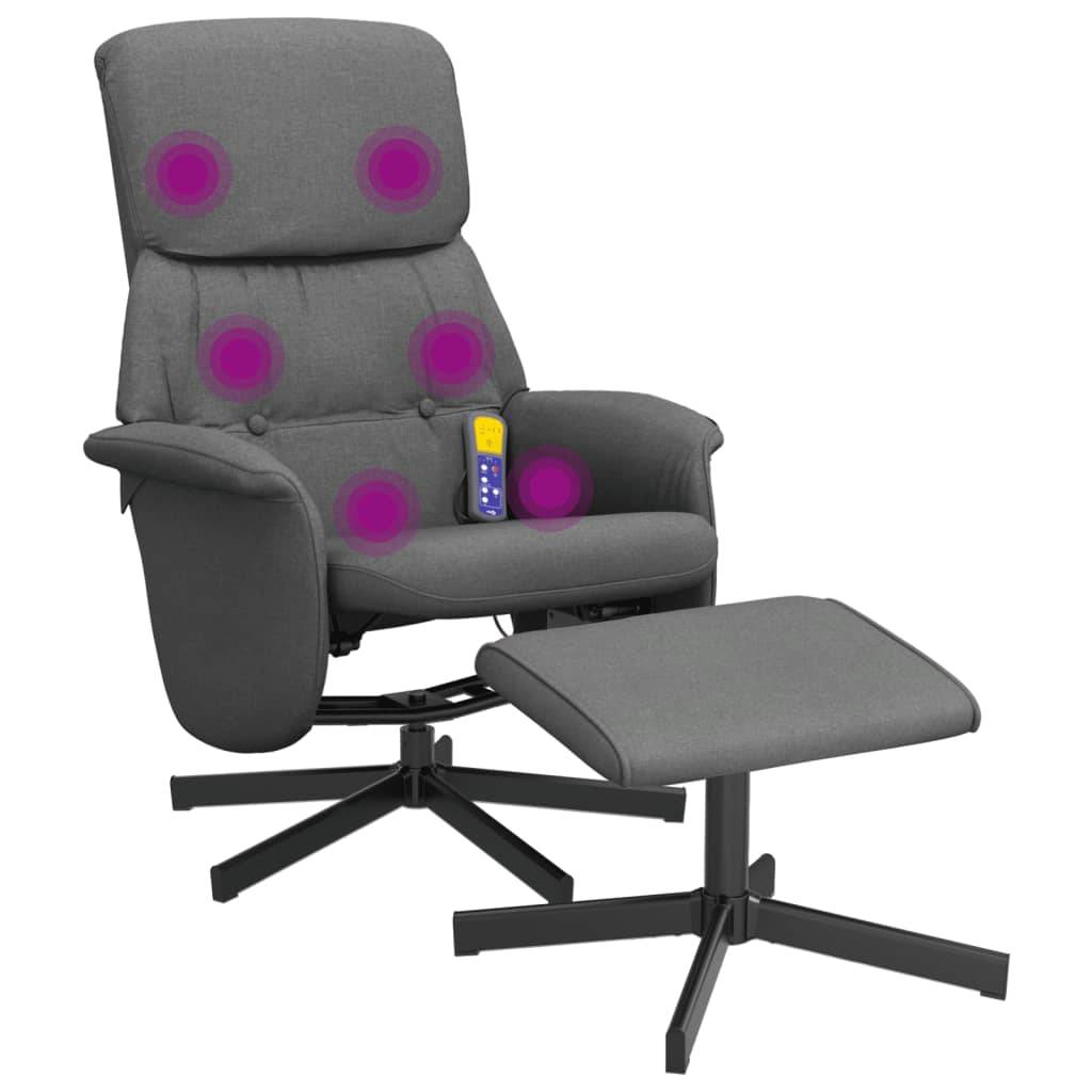 vidaXL Massagesessel mit Fußhocker Dunkelgrau Stoff