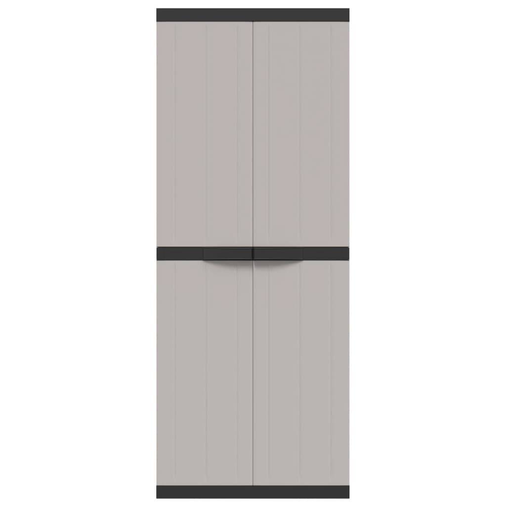 vidaXL Gartenschrank Grau und Schwarz 65x37x165 cm PP