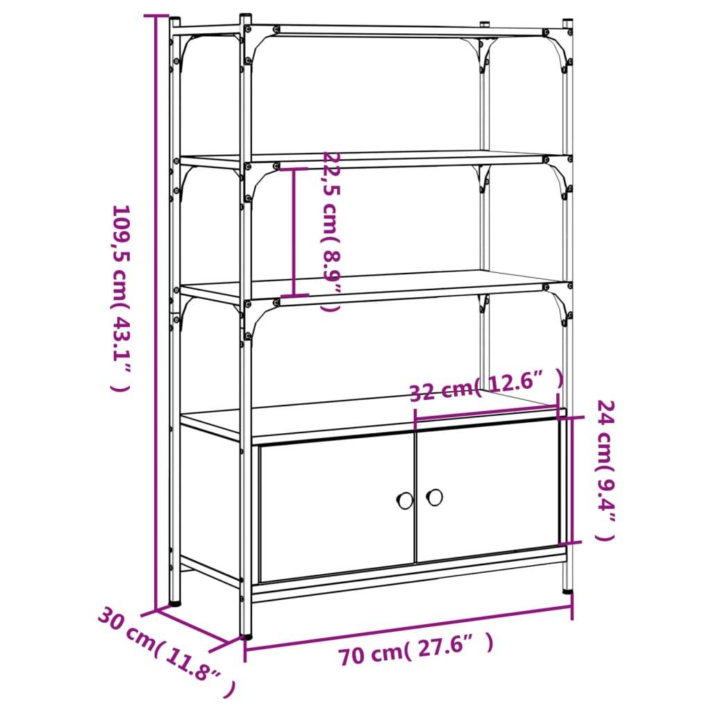 vidaXL Bücherregal 3 Fächer Räuchereiche 70x30x109,5 cm Holzwerkstoff