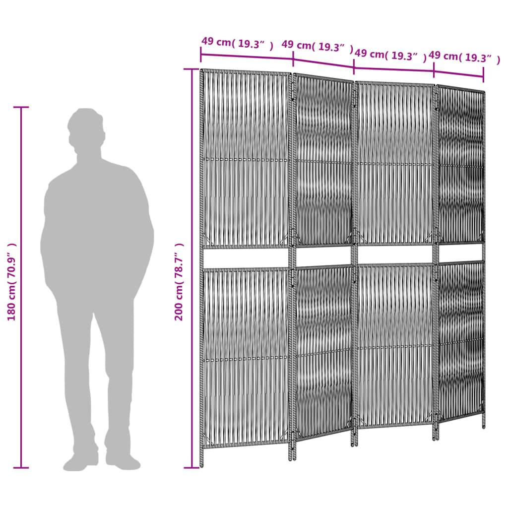 vidaXL Paravent 4-tlg. Braun Poly Rattan