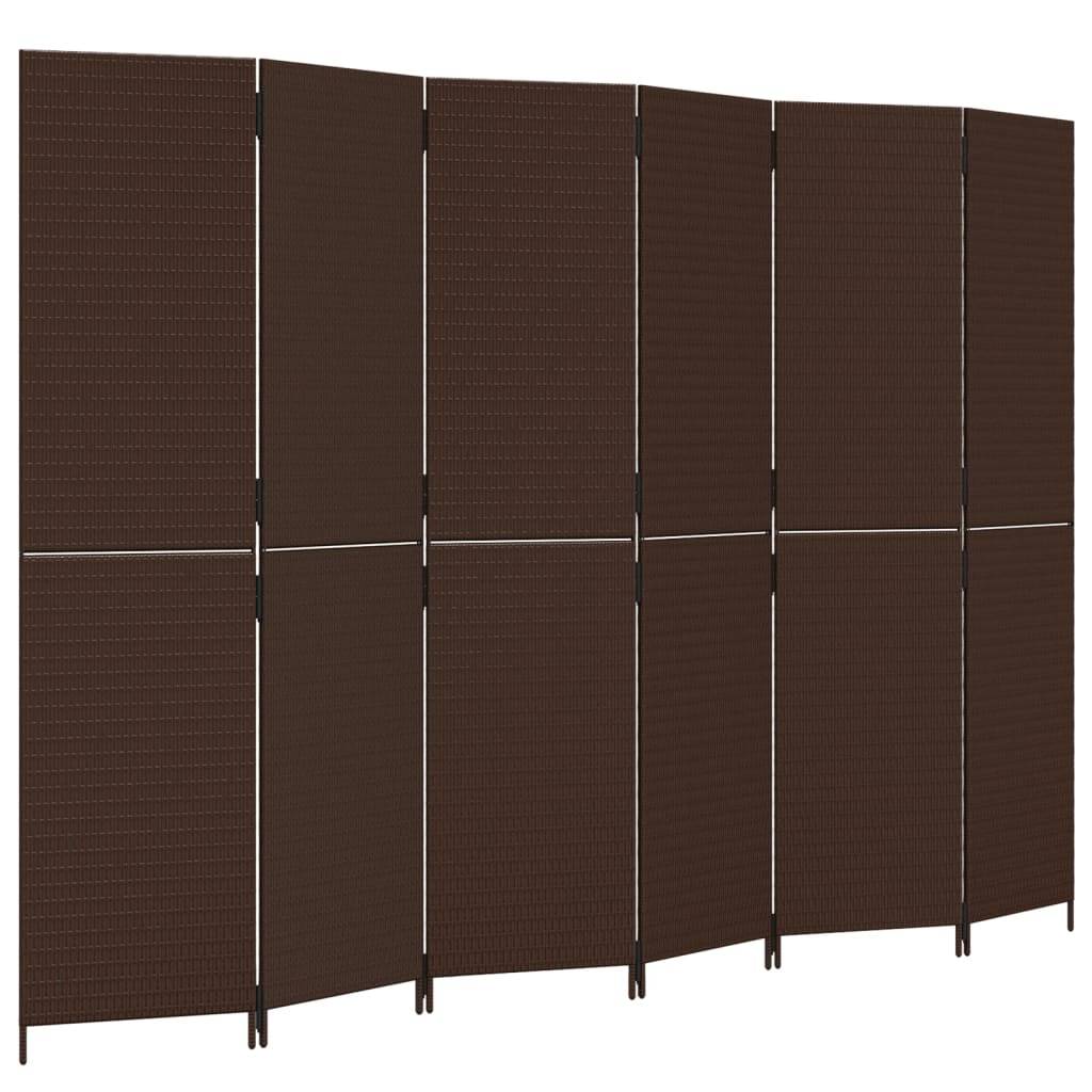 vidaXL Paravent 6-tlg. Braun Poly Rattan