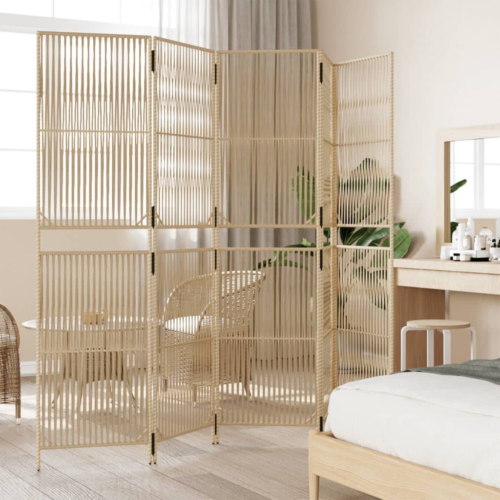 vidaXL Paravent 5-tlg. Beige Poly Rattan