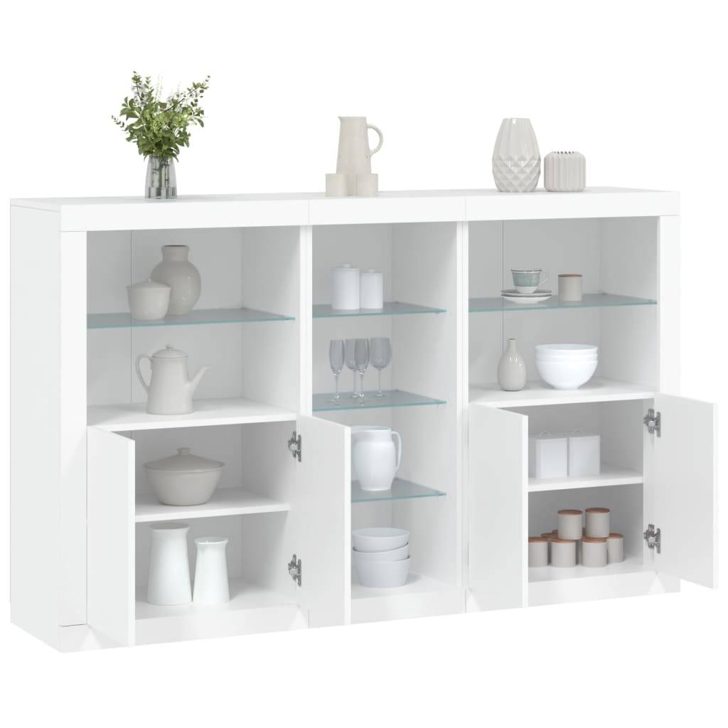 vidaXL Sideboard mit LED-Leuchten Weiß 162x37x100 cm