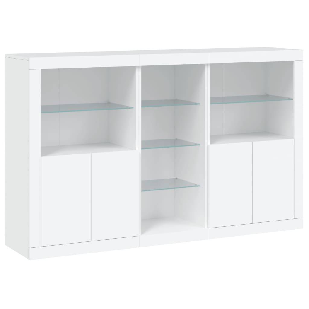vidaXL Sideboard mit LED-Leuchten Weiß 162x37x100 cm