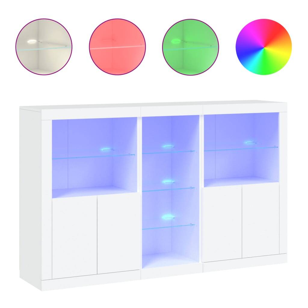 vidaXL Sideboard mit LED-Leuchten Weiß 162x37x100 cm