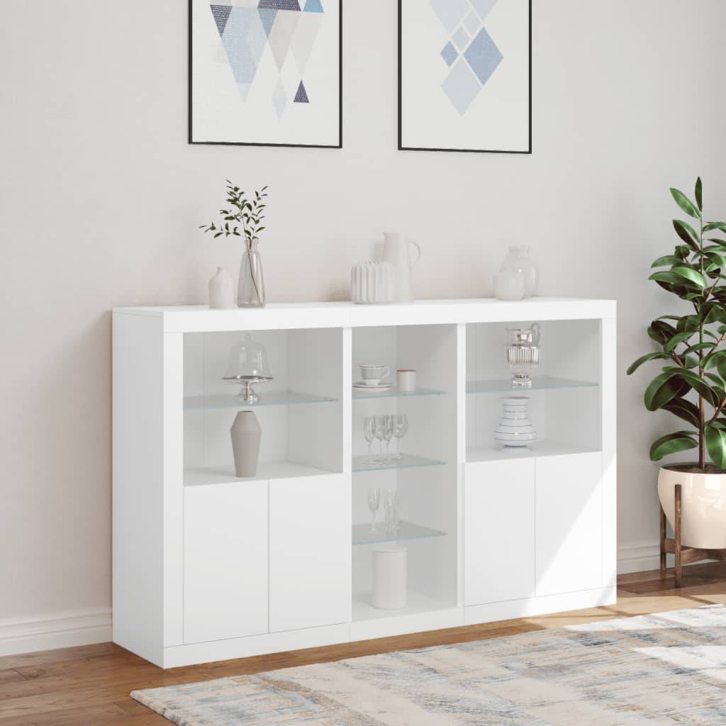 vidaXL Sideboard mit LED-Leuchten Weiß 162x37x100 cm